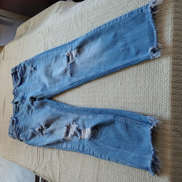 Zara high rise straight crop leg distressed jeans size 4 - Picture 6 of 14
